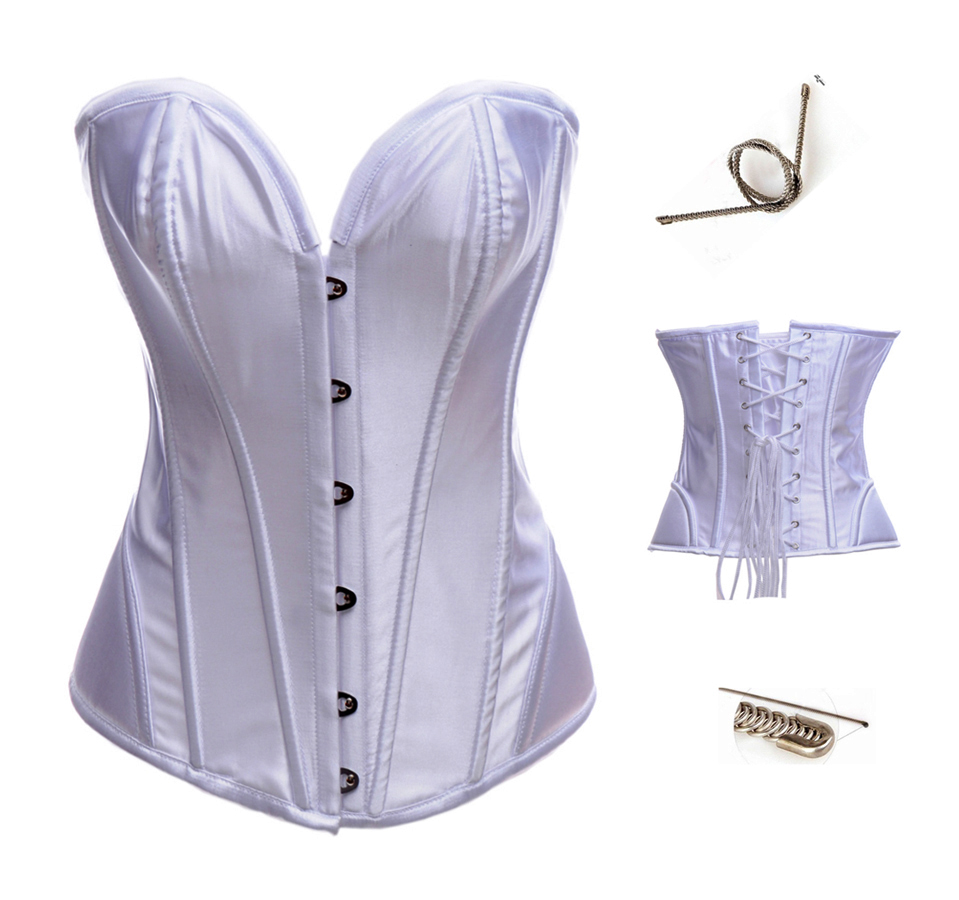 White Satin Strapless Steel Boned Corset
